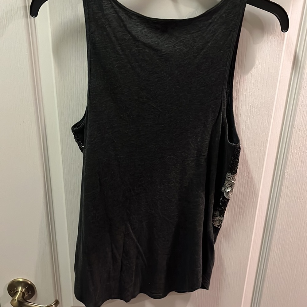 3/$20 Express charcoal grey extra soft tank with sequin design on top front - Picture 7 of 7